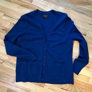Pendleton Dark Blue Silk Blend Long Sleeve Cardigan